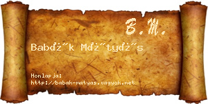 Babák Mátyás névjegykártya