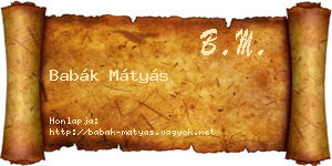 Babák Mátyás névjegykártya